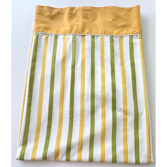 Vintage 1970s top/ flat sheet, yellow, white, green stripes, Cannon Monticello - Picture 1 of 7